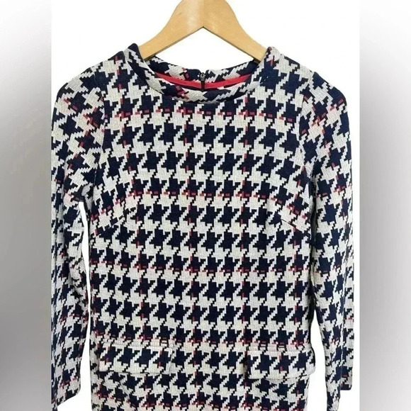 Boden Houndstooth Jacquard Blue Pink Retro Sixties Dress Size 4 - Picture 2 of 9